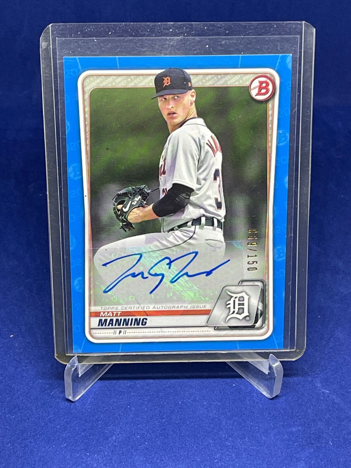 MATT MANNING 2020 BOWMAN PROSPECTS BLUE AUTO PROSPECT #D 69/150