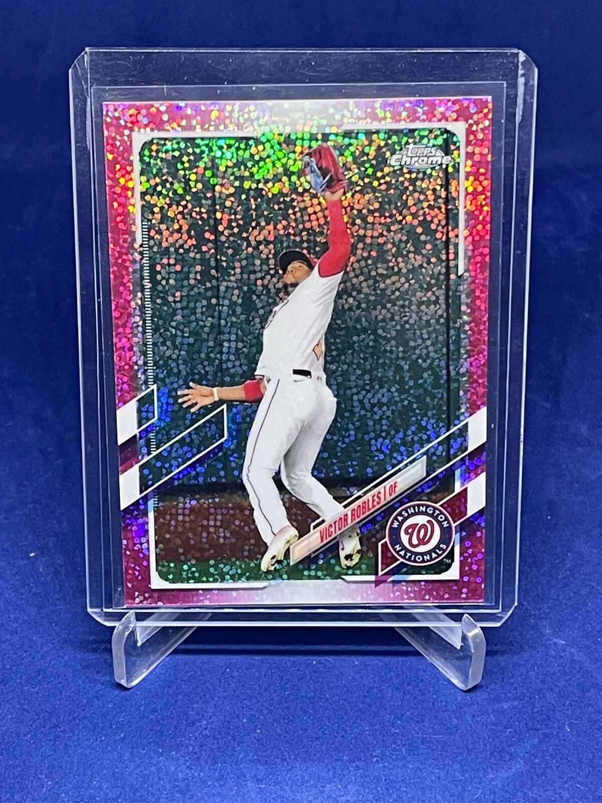 VICTOR ROBLES 2021 TOPPS CHROME PINK SPARKLE SPECKLE REFRACTOR #D 60/350