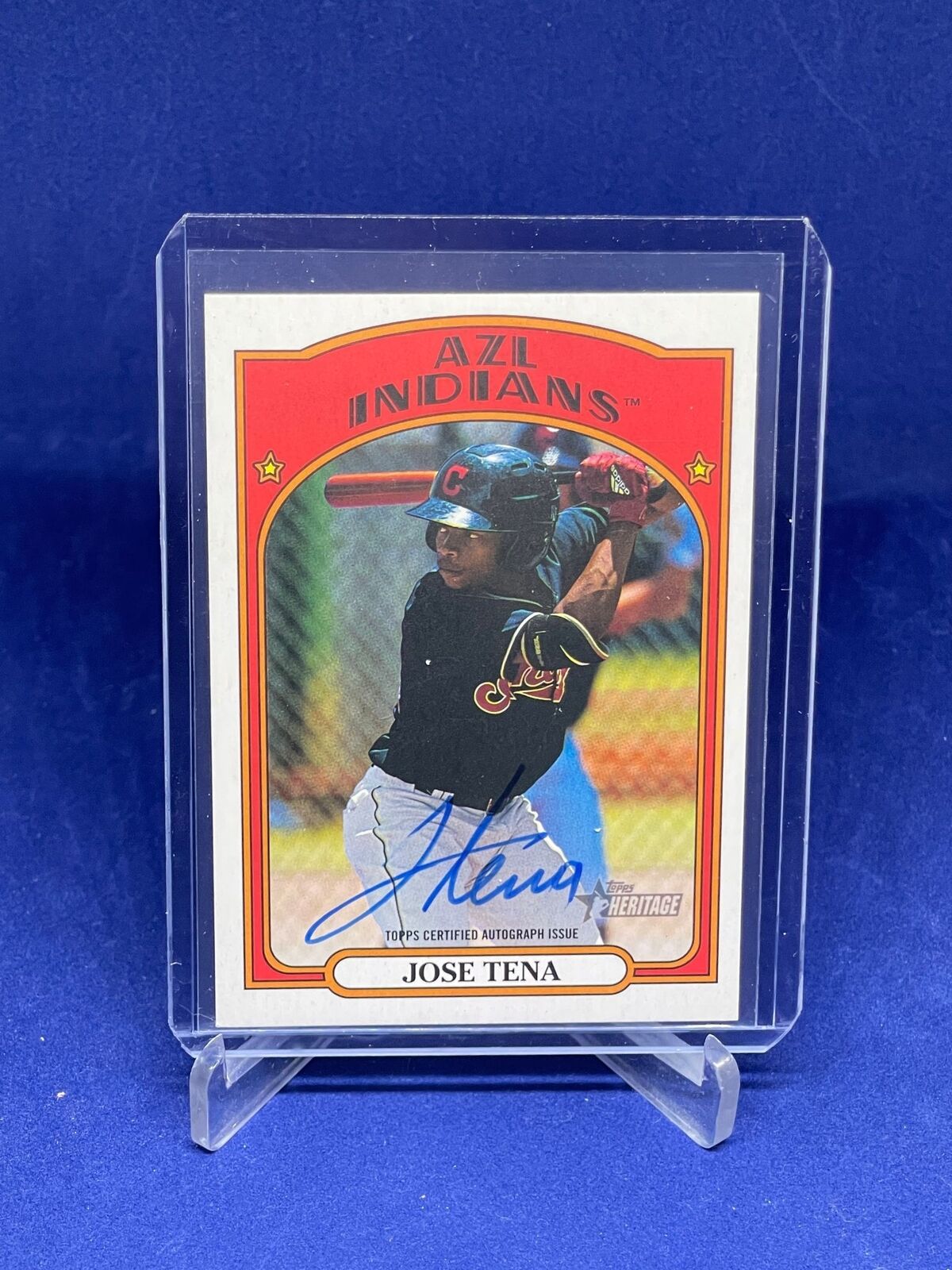 JOSE TENA 2021 TOPPS HERITAGE MINORS ON CARD AUTO PROSPECT