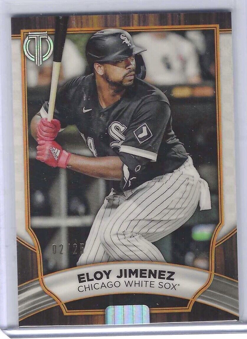 ELOY JIMENEZ 2021 TOPPS TRIBUTE ORANGE #D 02/25