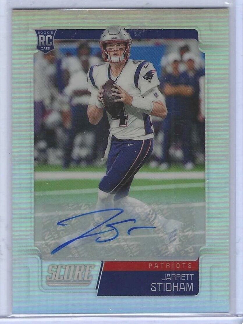 JARRETT STIDHAM 2019 PANINI CHRONICLES SCORE SILVER PRIZM ROOKIE AUTO RC #D /75