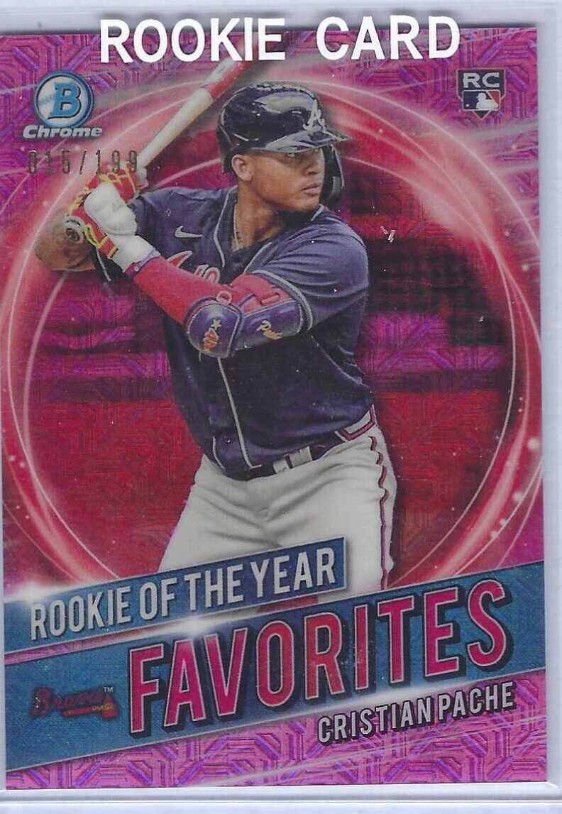 CRISTIAN PACHE 2021 BOWMAN CHROME PINK MEGA REFRACTOR ROTY FAVORITE RC #D 15/199
