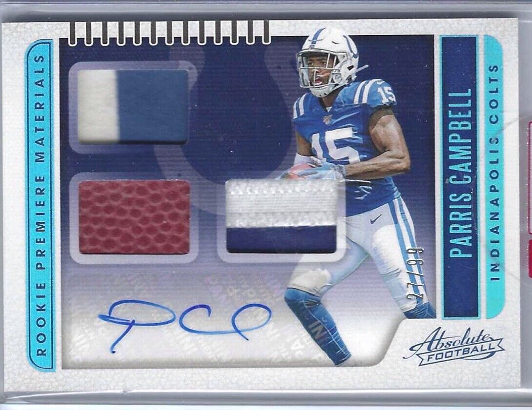 PARRIS CAMPBELL 2019 ABSOLUTE PREMIERE MATERIALS TRIPLE PATCH AUTO RC #D 27/99