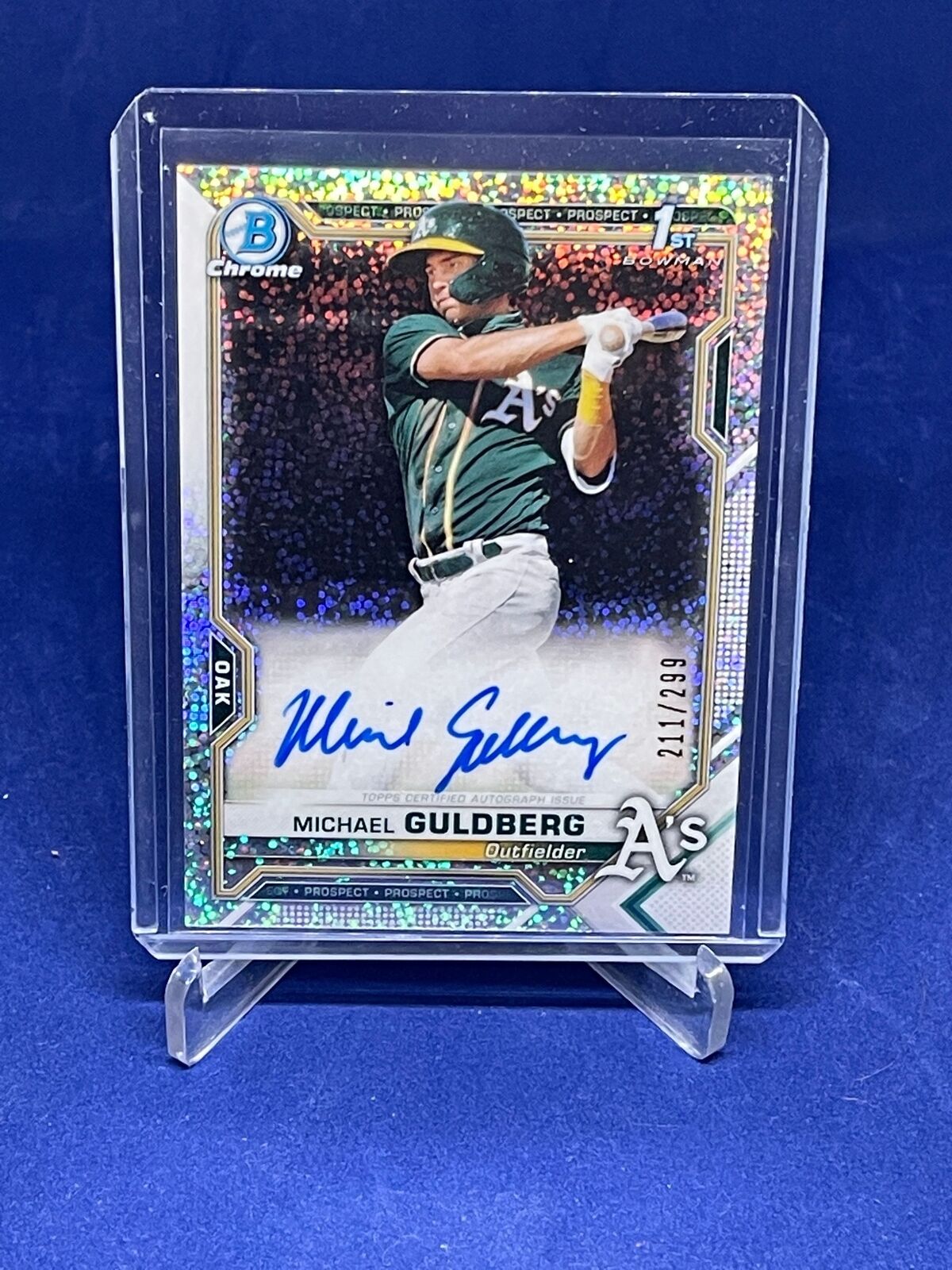 MICHAEL GULDBERG 2021 TOPPS CHROME 1ST SPECKLE SPARKLE PROSPECT AUTO #D 211/299