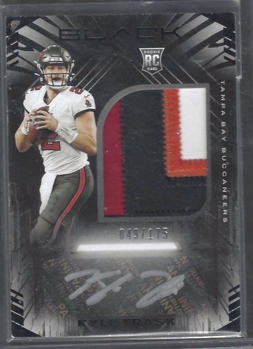 KYLE TRASK 2021 PANINI BLACK RPA JUMBO ROOKIE PATCH AUTO RC #D 049/175