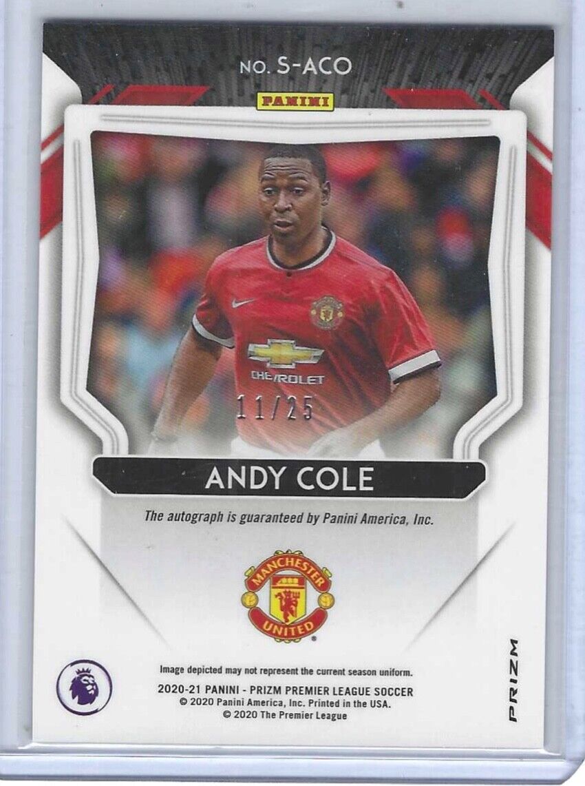 ANDY COLE 2020-21 PANINI PRIZM EPL SILVER PRIZM AUTO #D 11/25