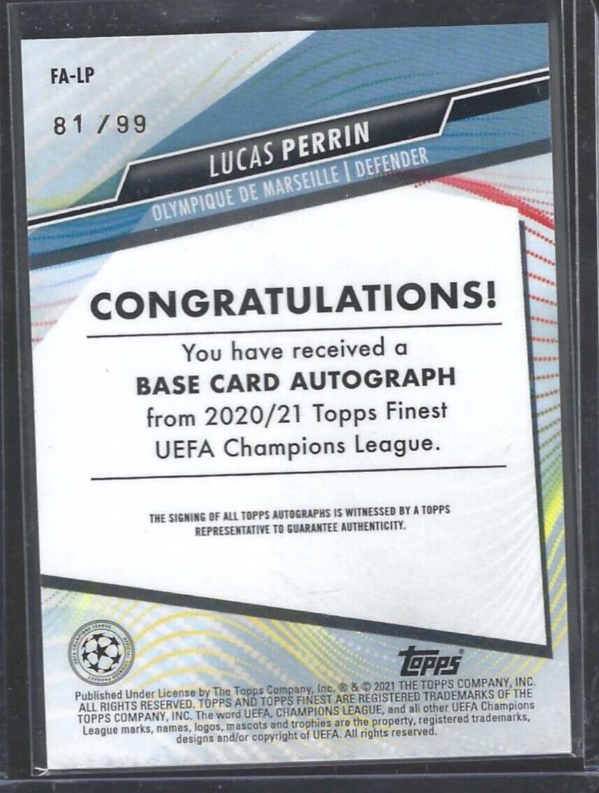 LUCAS PERRIN 2020-21 TOPPS FINEST GREEN WAVE REFRACTOR ROOKIE AUTO RC #D 81/99