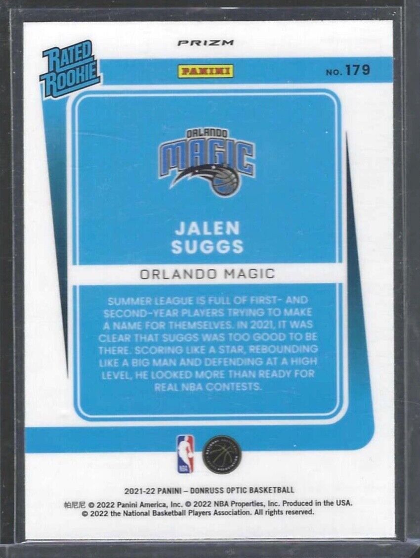 JALEN SUGGS 2021-22 PANINI DONRUSS OPTIC FAST RBEAK PRIZM RATED ROOKIE RC #179