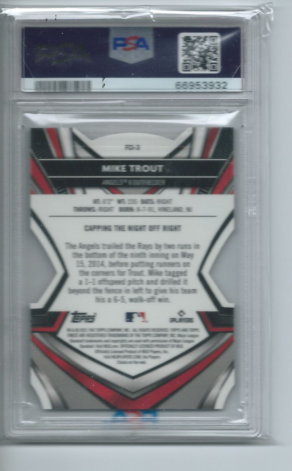 MIKE TROUT 2021 TOPPS FINEST KINTSUKUROI RED GOLD REFRACTOR SSP #3 PSA 10 POP 2