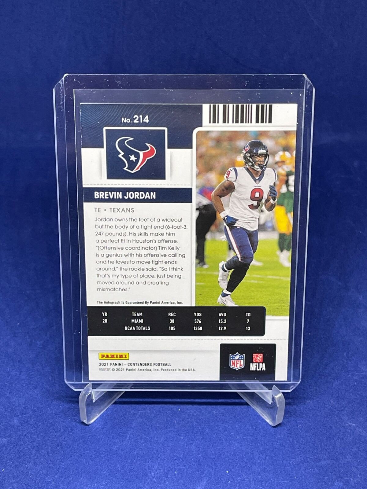 BREVIN JORDAN 2021 PANINI CONTENDERS ROOKIE TICKET AUTO RC #214