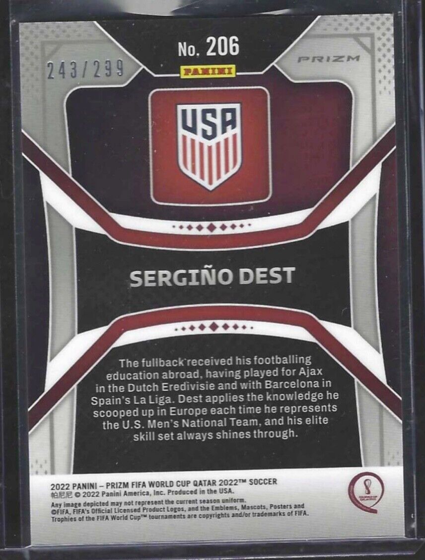 SERGINO DEST 2021-22 PANINI PRIZM WORLD CUP BLUE PRIZM USA #D 243/299