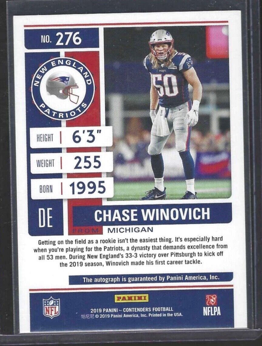 CHASE WINOVICH 2019 PANINI CONTENDERS ROOKIE TICKET AUTO RC #276