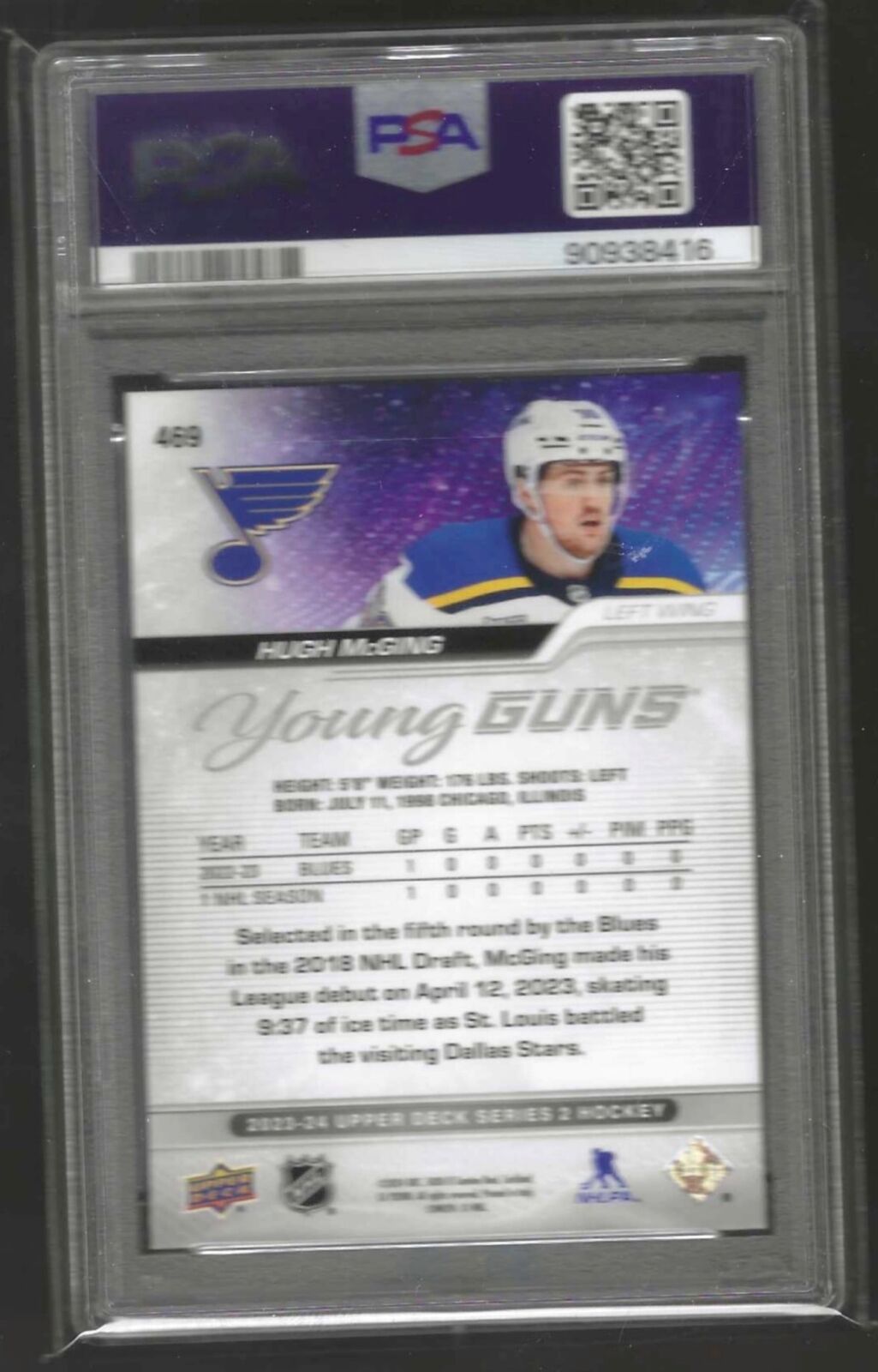 HUGH MCGING 2023 UPPER DECK YOUNG GUNS ROOKIE RC PSA 10 GEM MINT #469