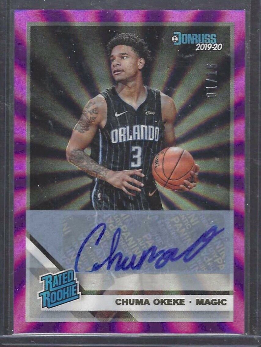 CHUMA OKEKE 2019-20 DONRUSS PURPLE LASER PRESS PROOF AUTO RC #D 01/15