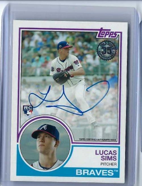 LUCAS SIMS 2018 TOPPS 1983 RETRO ON CARD AUTO RC #83A-LS