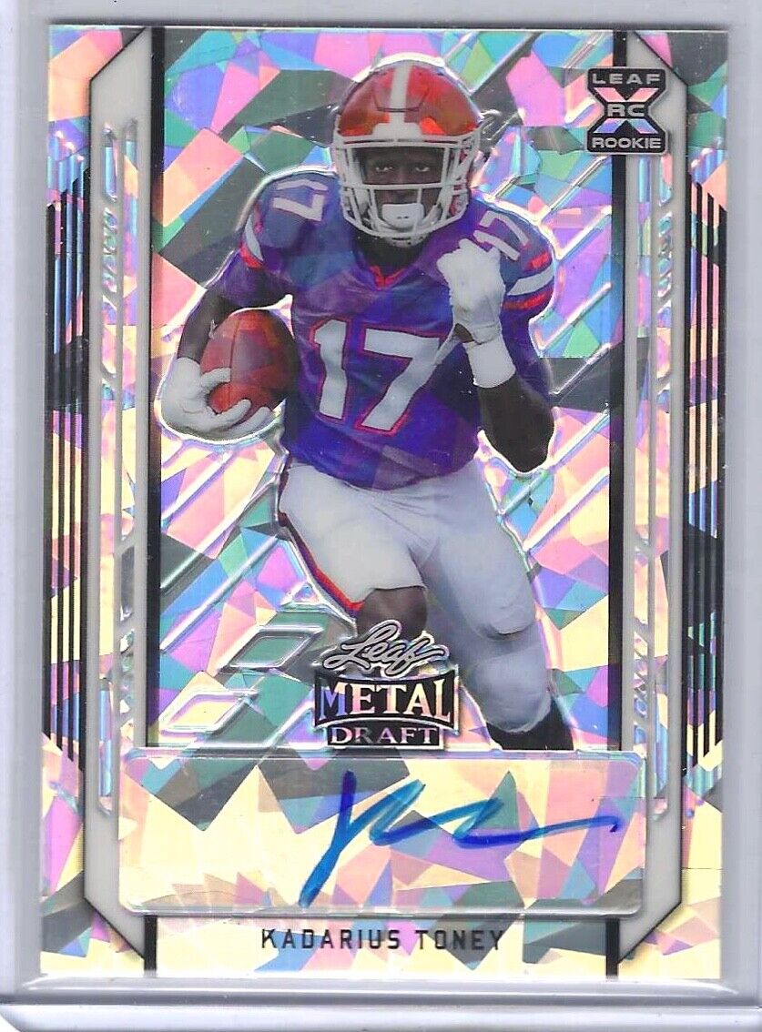 KADARIUS TONEY 2021 LEAF METAL DRAFT SILVER CRACKED ICE ROOKIE AUTO RC #D 22/50