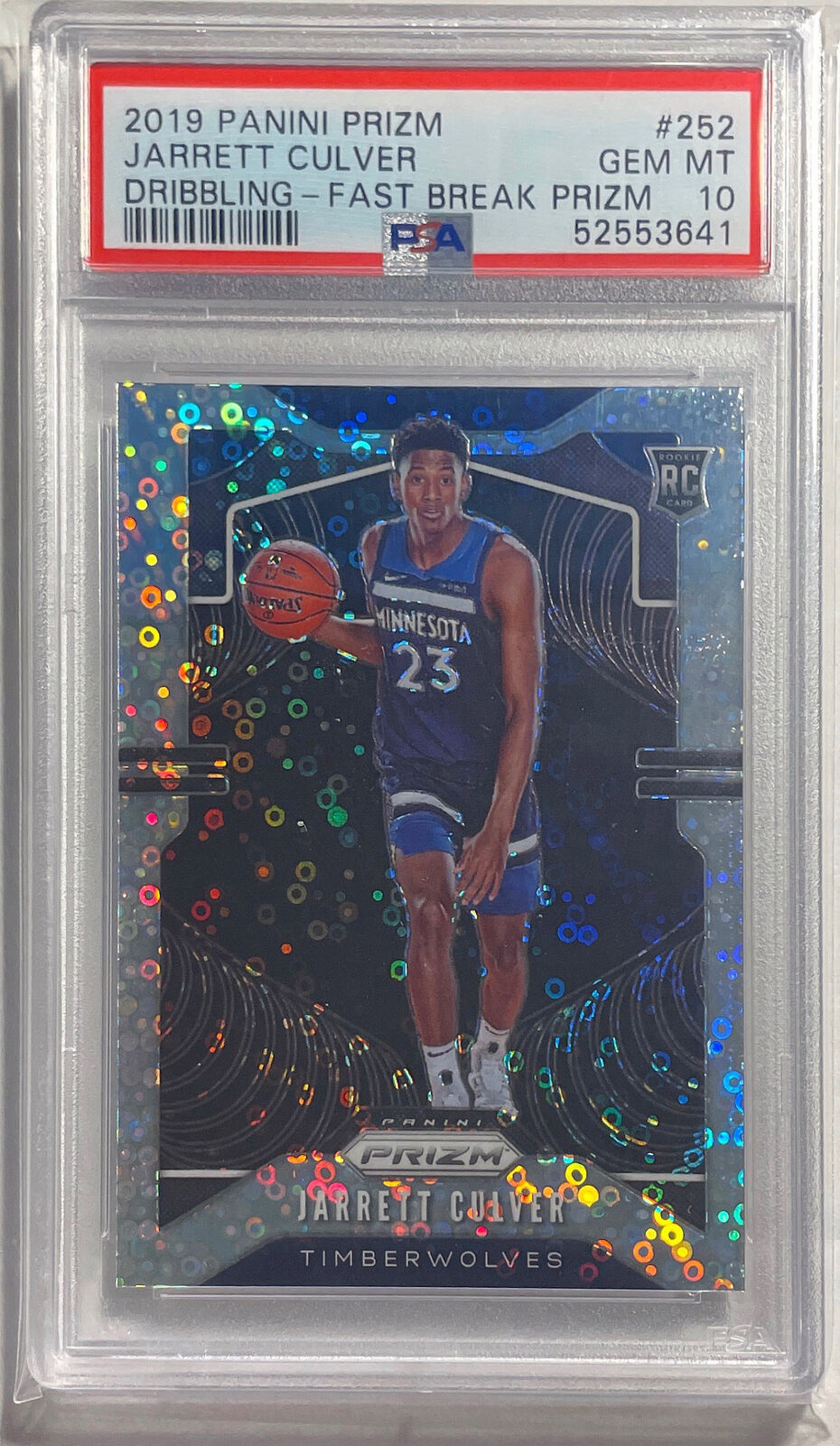 JARRETT CULVER 2019 PANINI PRIZM FAST BREAK PHOTO VARIATION RC #252 PSA 10 GEM