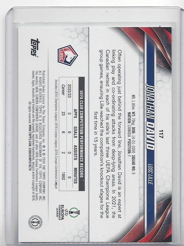 JONATHAN DAVID 2023-24 TOPPS CLUB COMPETITIONS PHOTO VARIATION SHORT PRINT SP