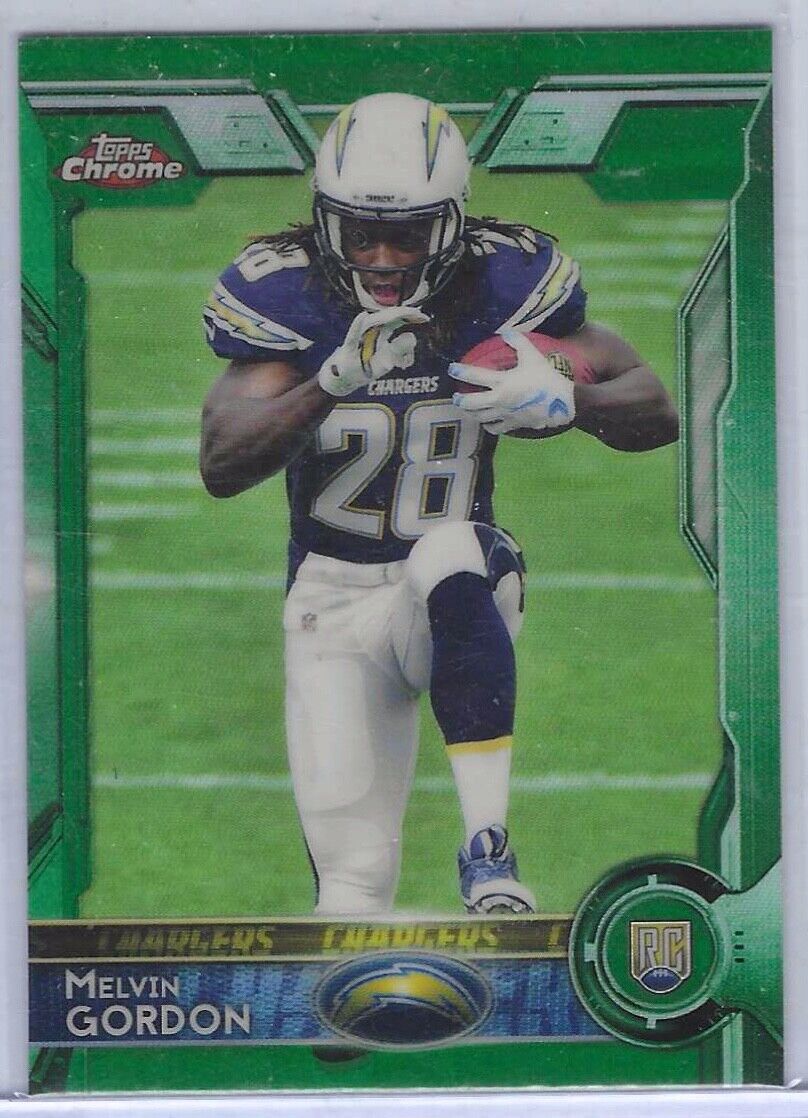 MELVIN GORDON 2015 TOPPS CHROME GREEN REFRACTOR ROOKIE RC #105