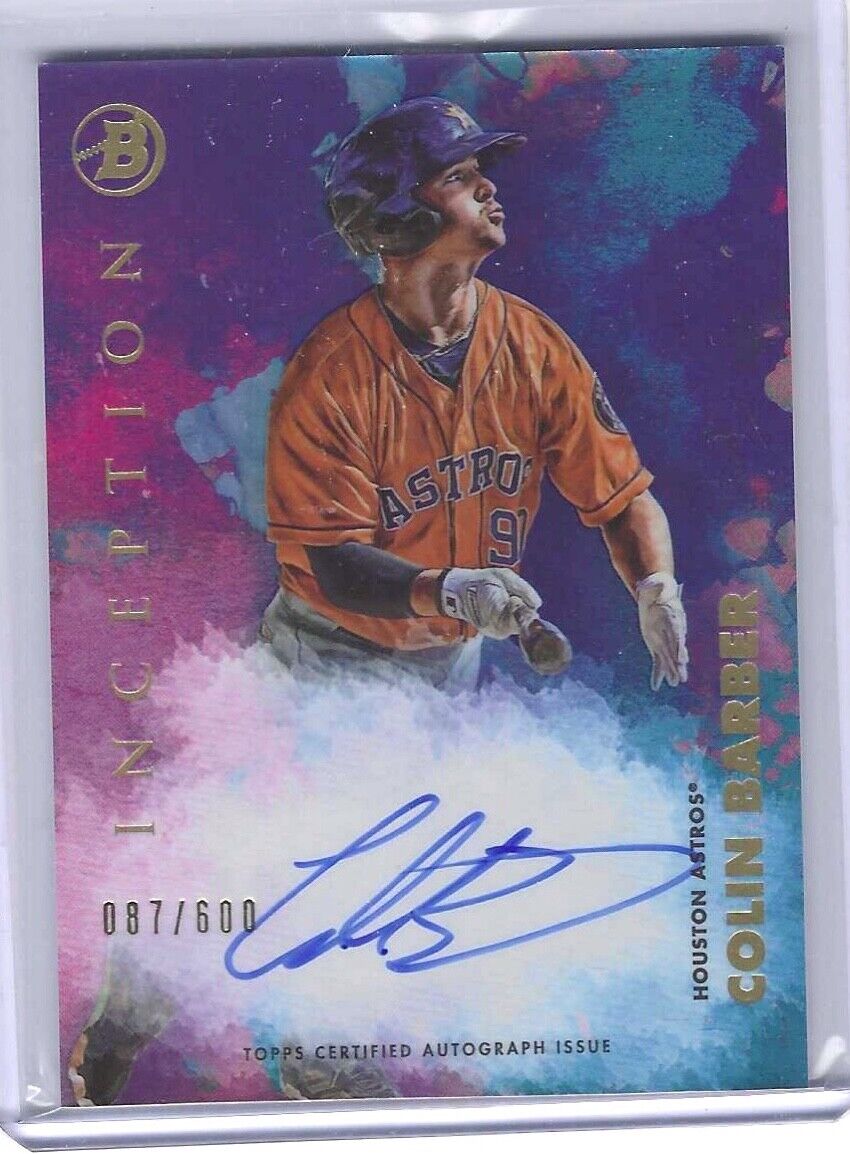 COLIN BARBER 2021 BOWMAN INCEPTION PROSPECT ON CARD AUTO #D 087/600