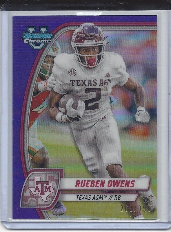 RUEBEN OWENS 20224 BOWMAN CHROME UNIVERSITY TEXAS A&M PURPLE REFRACTOR /399