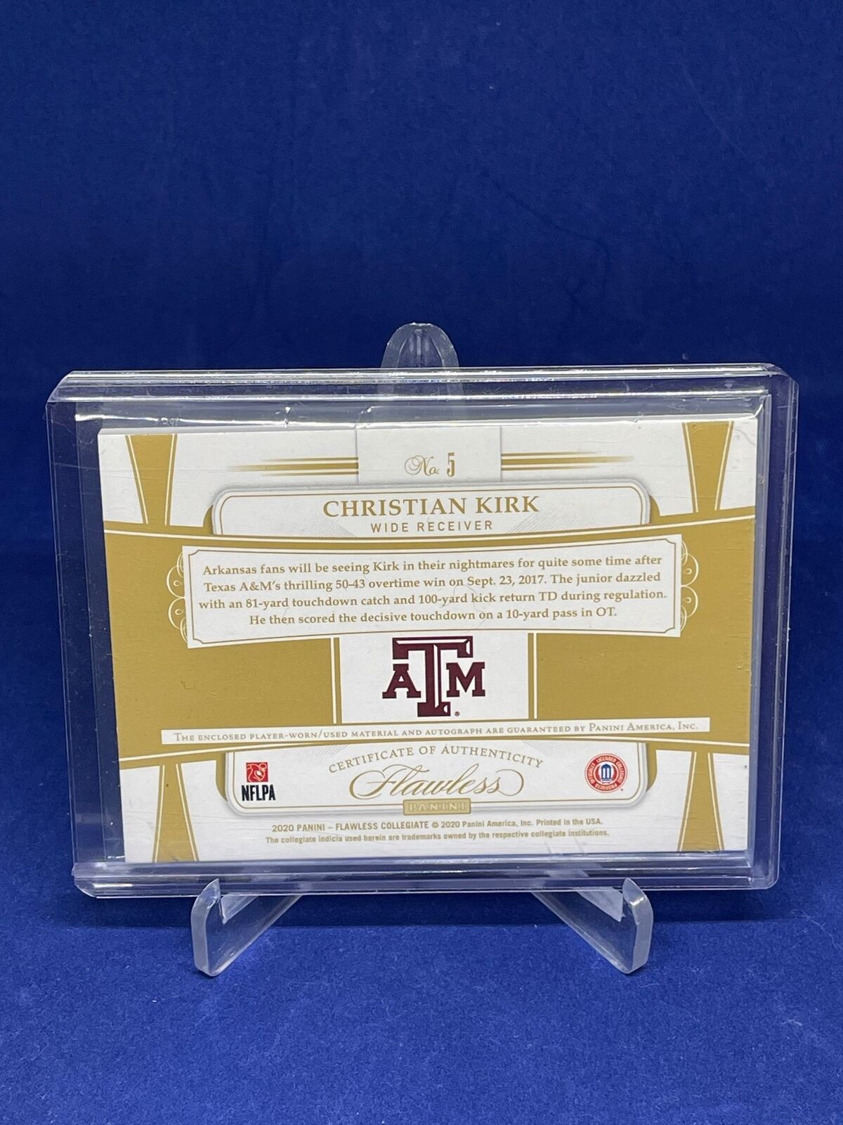 CHRISTIAN KIRK 2020 PANINI FLAWLESS COLLEGIATE PATCH ON CARD AUTO #D 3/15
