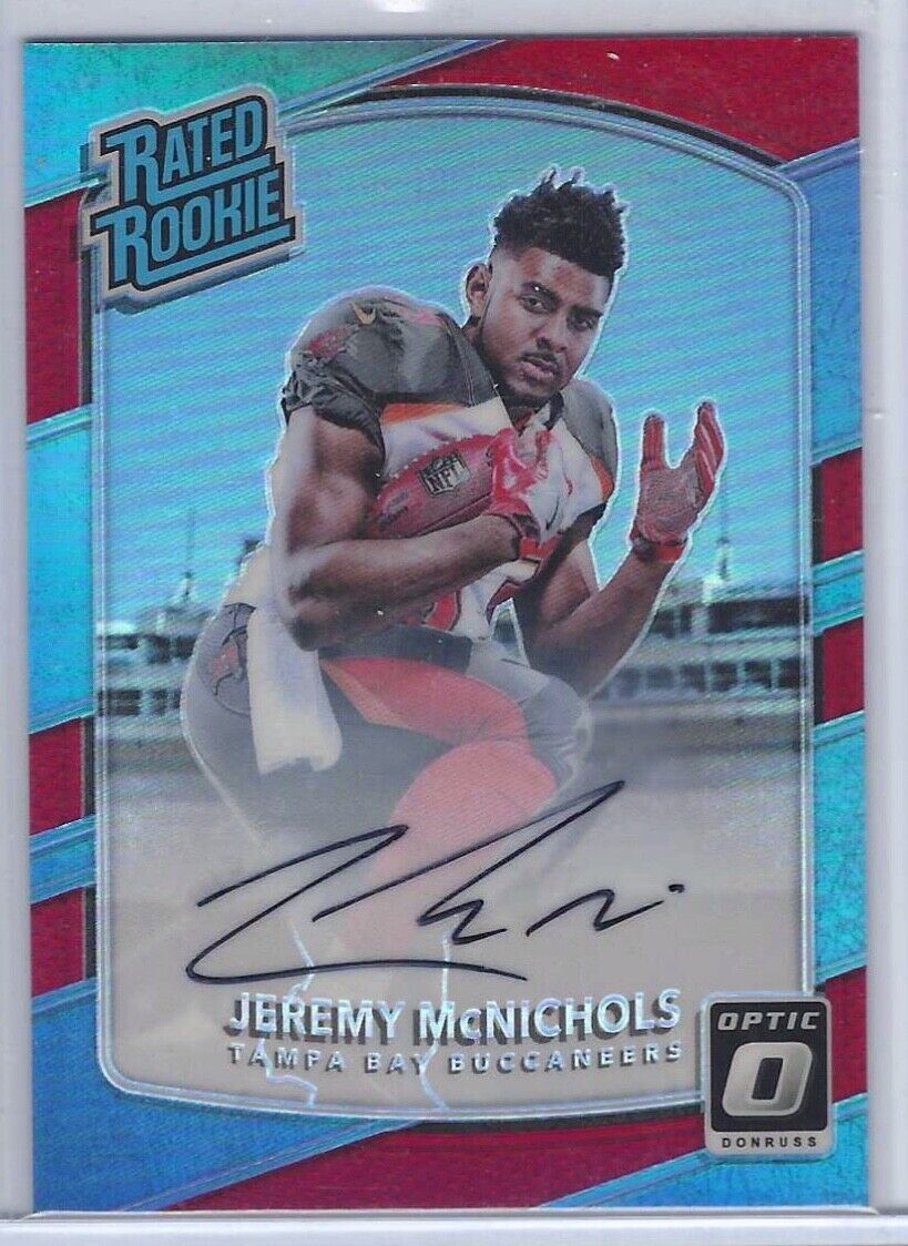 JEREMY MCNICHOLS 2017 DONRUSS OPTIC RED HOLO RATED ROOKIE AUTO RC #D 19/50