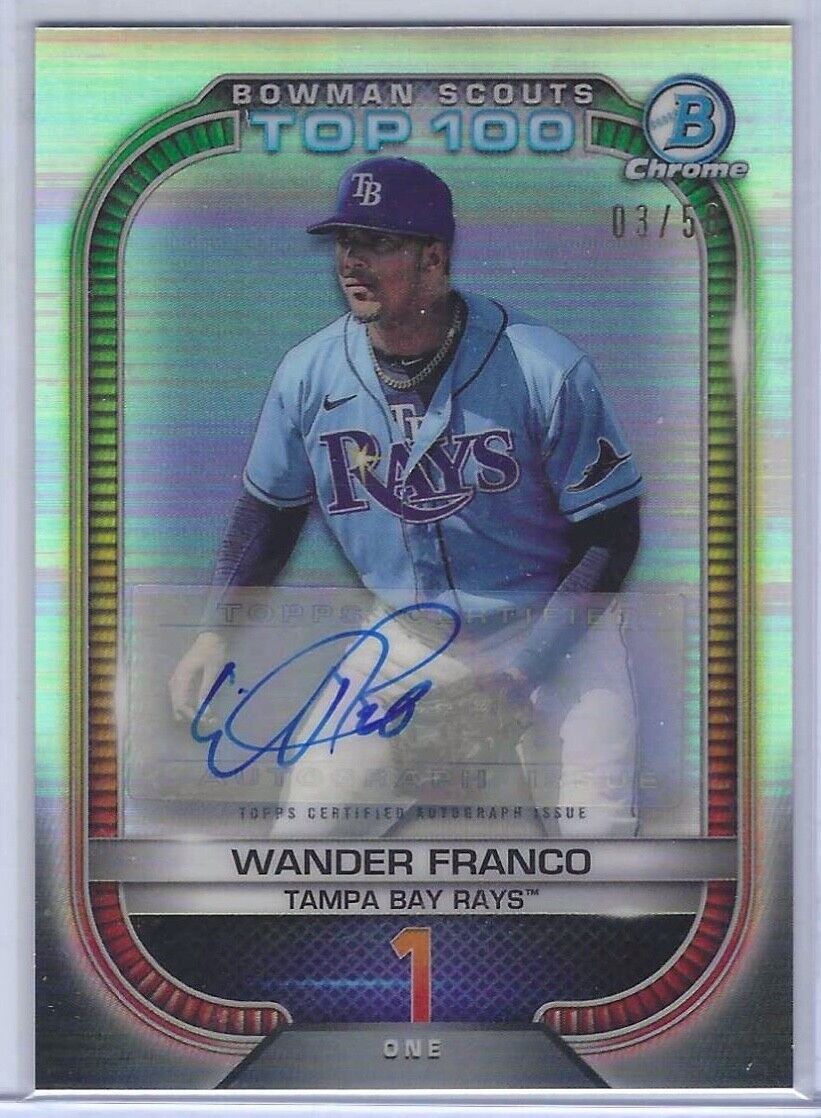 WANDER FRANCO 2021 BOWMAN CHROME REFRACTOR TOP 100 PROSPECT AUTO #D 03/50