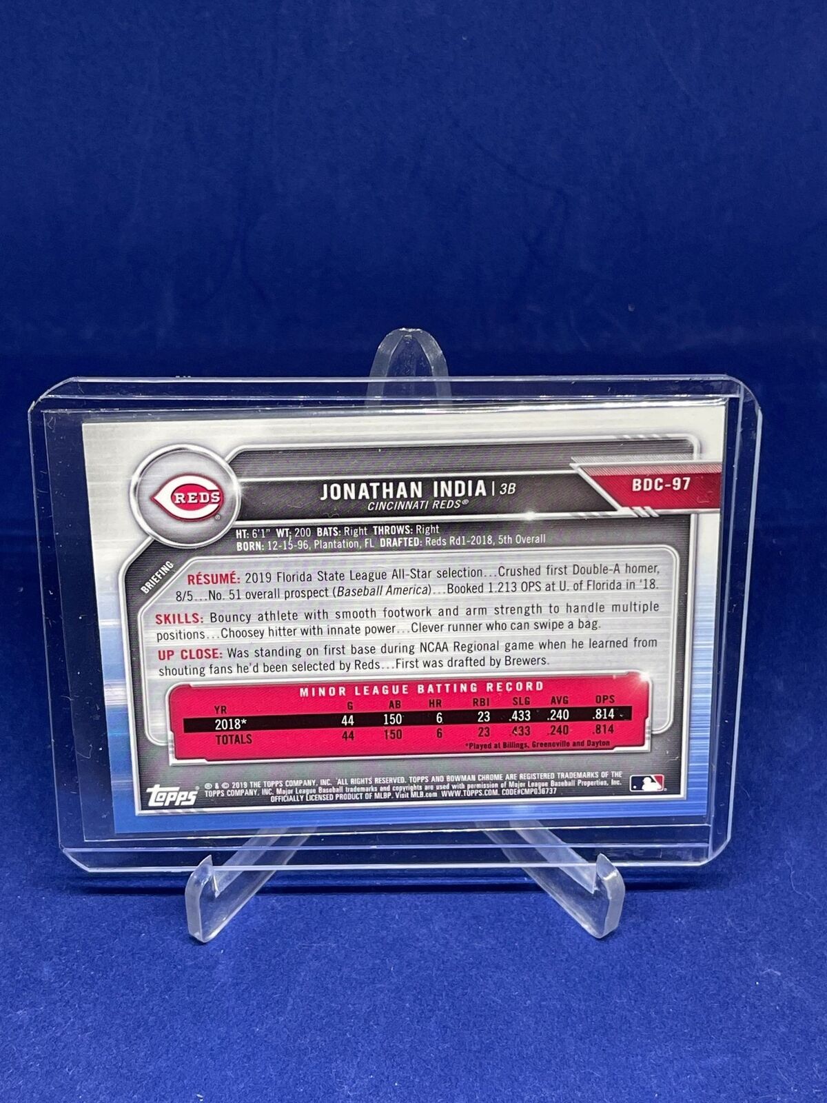 JONATHAN INDIA 2019 BOWMAN CHROME SPARKLE REFRACTOR PROSPECT