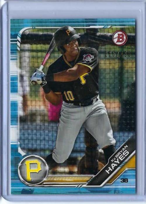 KE'BRYAN HAYES 2019 TOPPS BOWMAN SKY BLUE PROSPECT #D 285/499