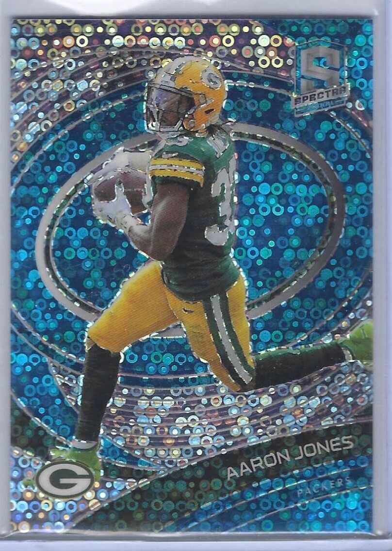 AARON JONES 2021 PANINI SPECTRA BLUE DISCO PRIZM #D 14/60