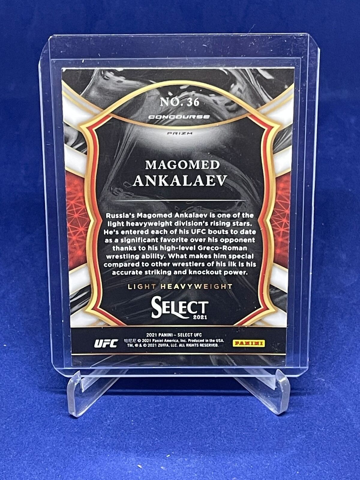 MAGOMED ANKALAEV 2021 PANINI SELECT UFC CONCOURSE TRI COLOR PRIZM ROOKIE RC #36