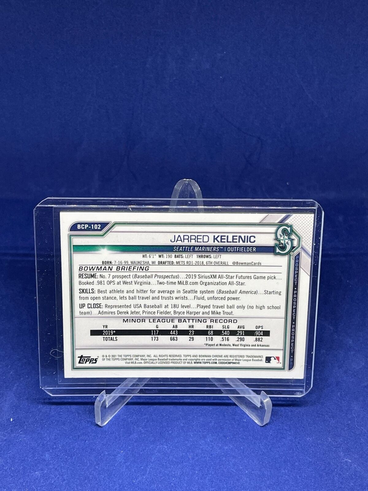JARRED KELENIC 2021 BOWMAN CHROME ATOMIC REFRACTOR PROSPECT