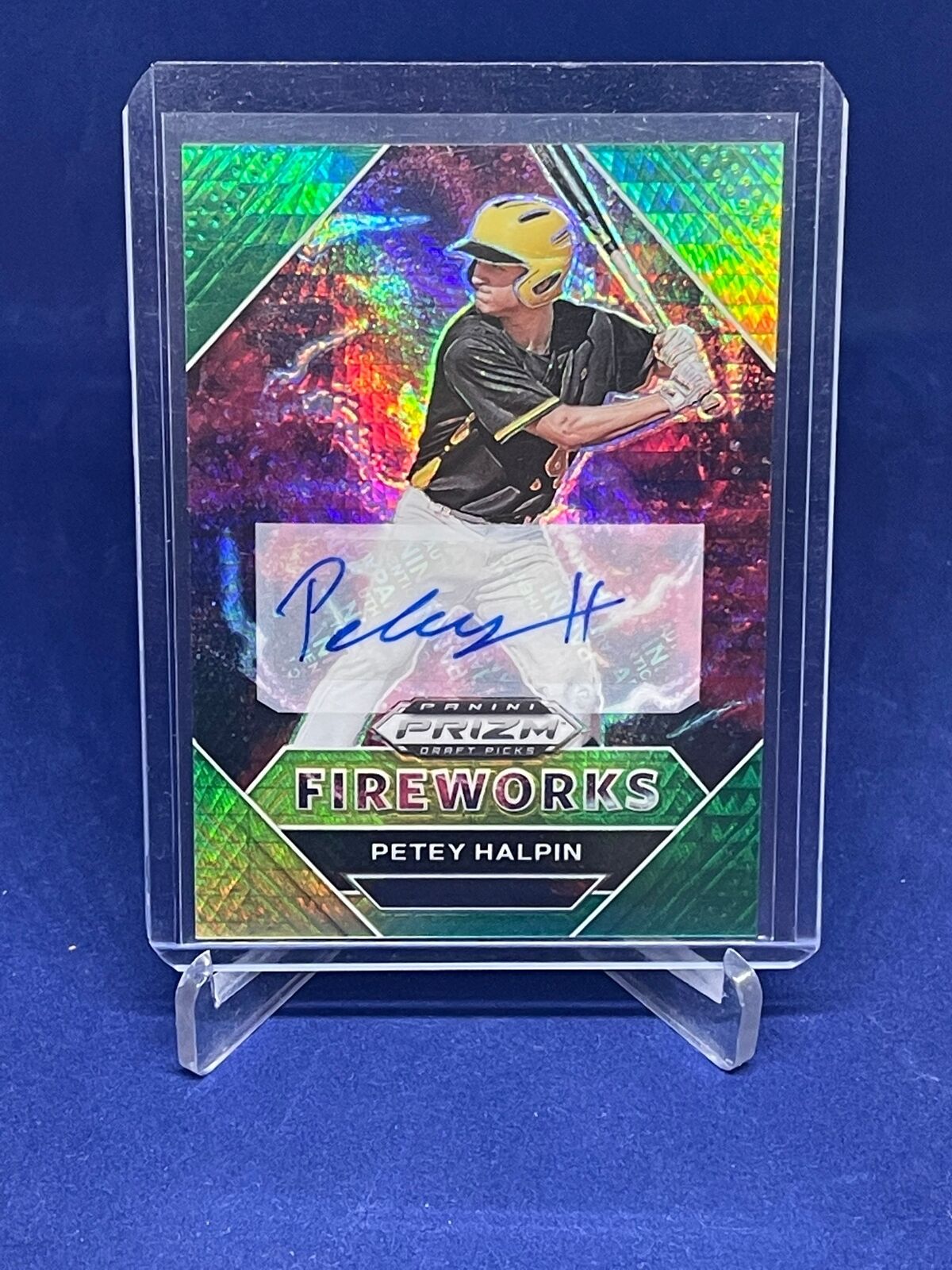 PETEY HALPIN 2020 PANINI PRIZM DRAFT PICKS FIREWORKS GREEN PRIZM AUTO PROSPECT