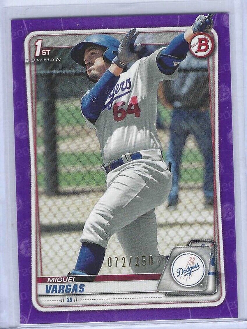 MIGUEL VARGAS 2020 BOWMAN PURPLE 1ST BOWMAN PROSPECT #D 072/250