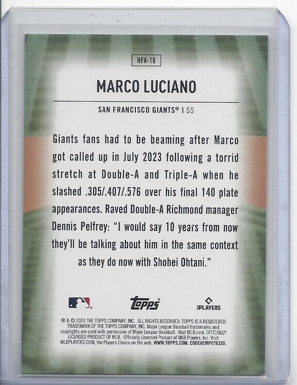 MARCO LUCIANO 2024 TOPPS SERIES 2 HOME FIELD ADVANTAGE SSP RC #16