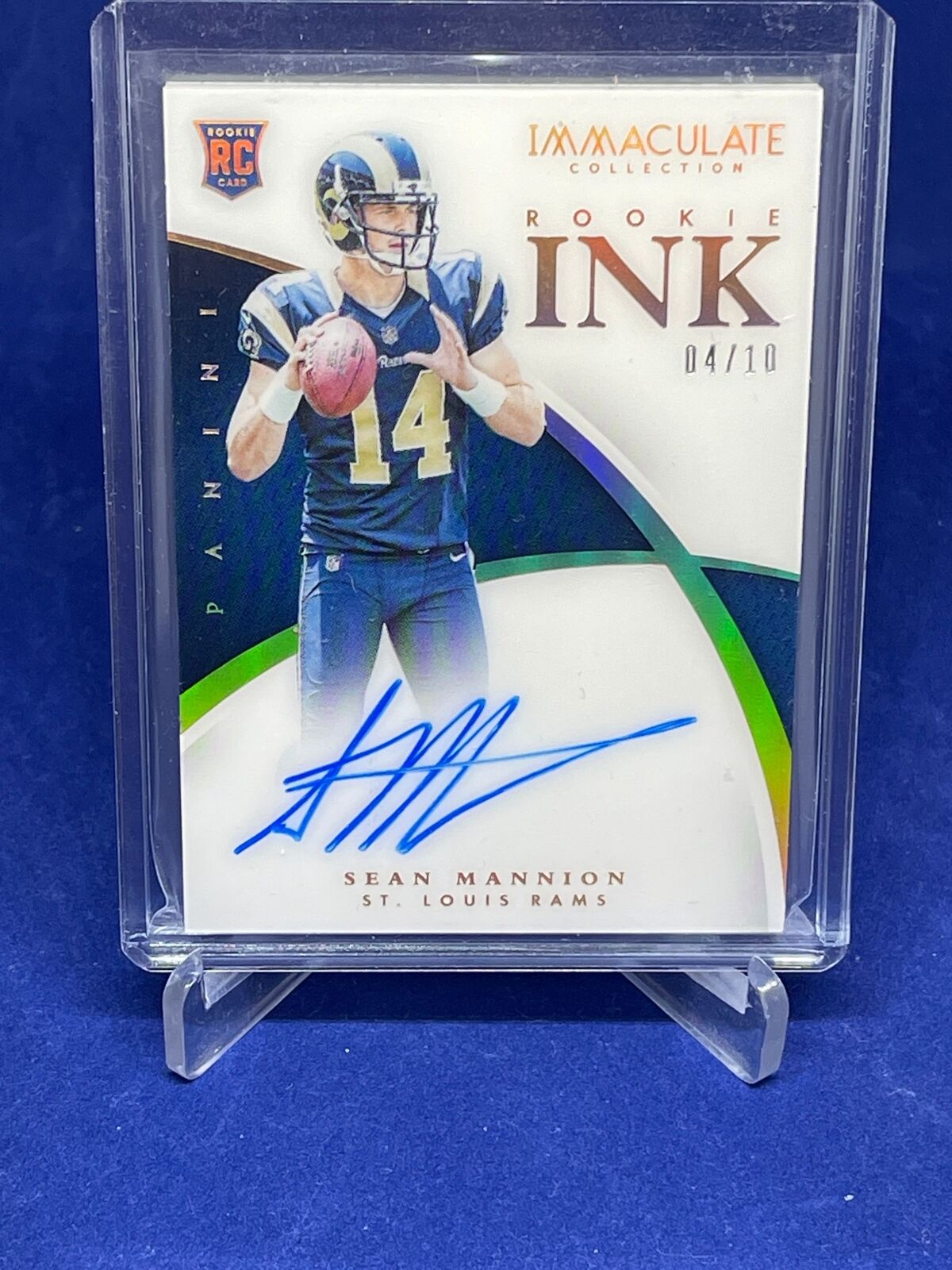 SEAN MANNION 2015 PANINI IMMACULATE PLATINUM ROOKIE INK ON CARD AUTO RC #D 4/10