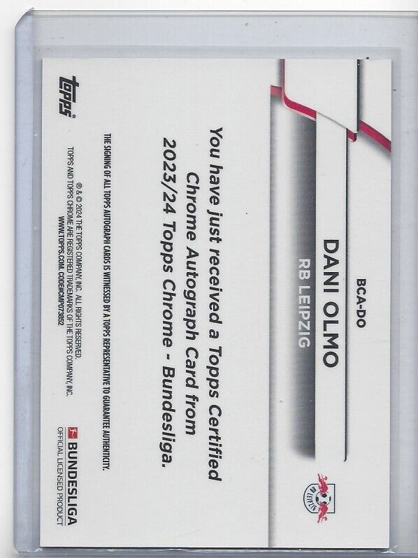 DANI OLMO 2023-24 TOPPS CHROME BUNDESLIGA ORANGE LEIPZIG REFRACTOR AUTO #D 13/25
