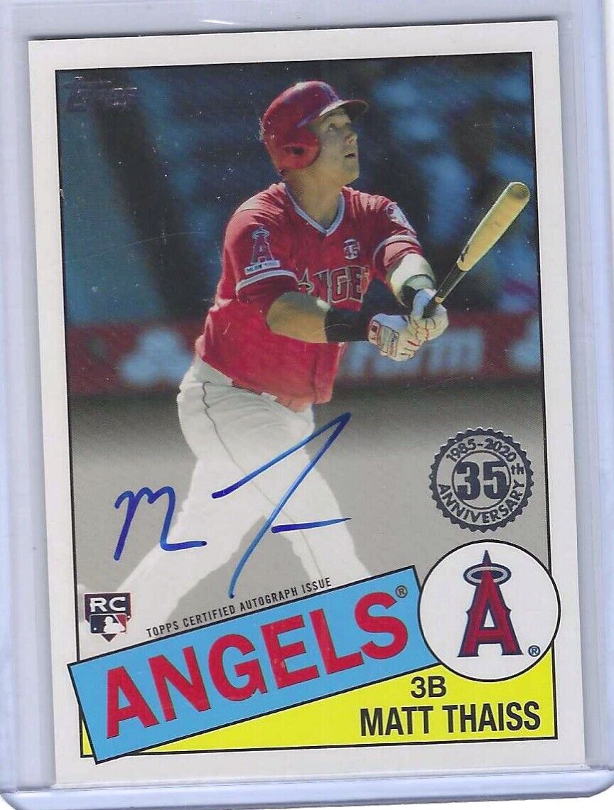 MATT THAISS 2020 TOPPS 1985 THROWBACK ROOKIE ON CARD AUTO RC #85A-MT