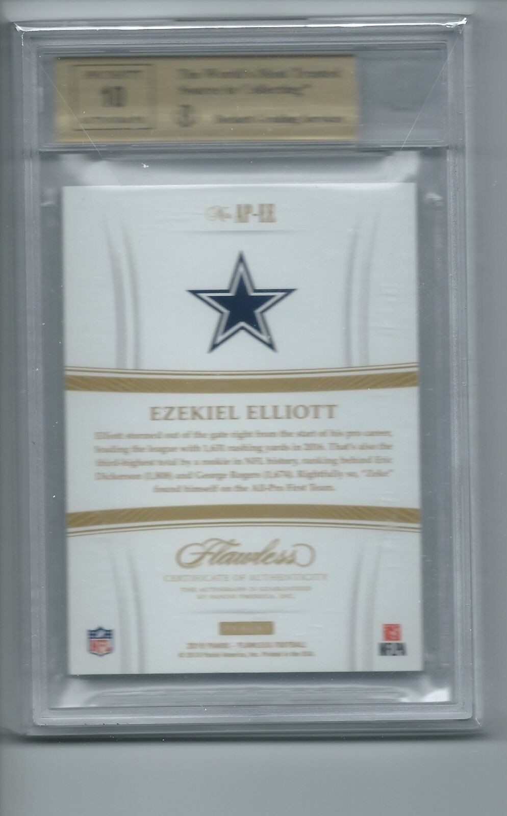 EZEKIEL ELLIOTT 2018 PANINI FLAWLESS RUBY ALL PRO AUTO RC #D 1/4 BGS 9.5 POP 1/1