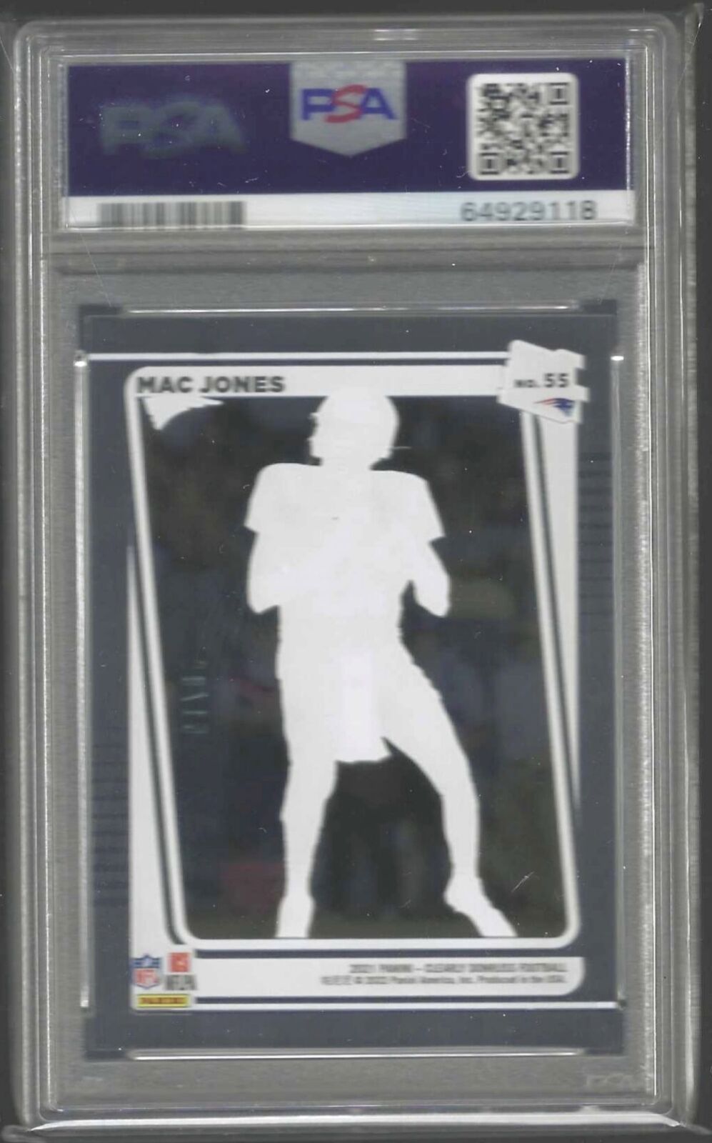 MAC JONES 2021 PANINI CLEARLY DONRUSS BLUE RATED ROOKIE RC /99 PSA 9 MINT POP 8