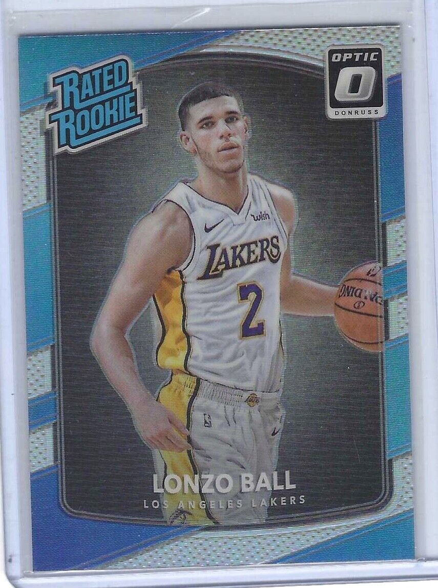 LONZO BALL 2017-18 PANINI DONRUSS OPTIC SILVER HOLO PRIZM RATED ROOKIE RC #199