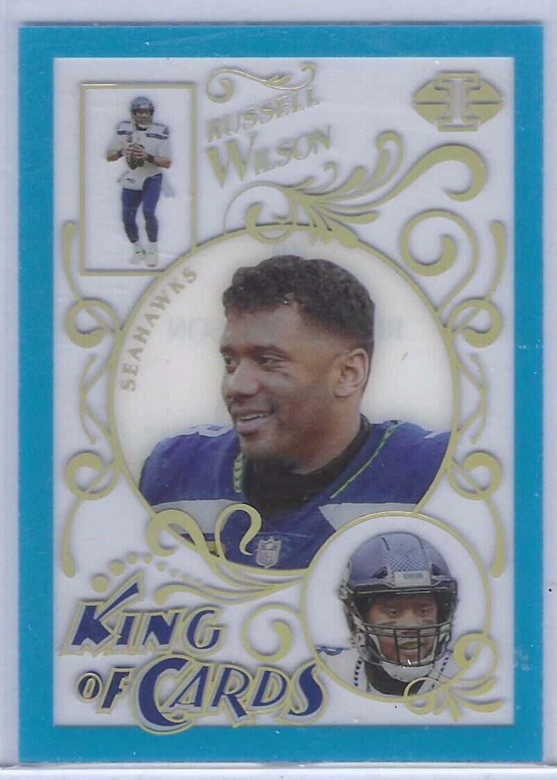 RUSSELL WILSON 2021 PANINI ILLUSIONS KING OF CARDS ACETATE BLUE #D /299