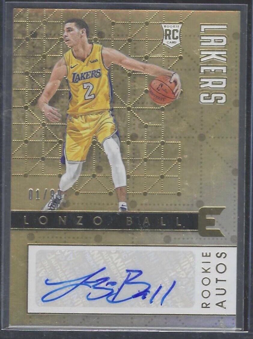 LONZO BALL 2017-18 PANINI ESSENTIALS BRONZE FOIL ROOKIE AUTO RC #D 01/99