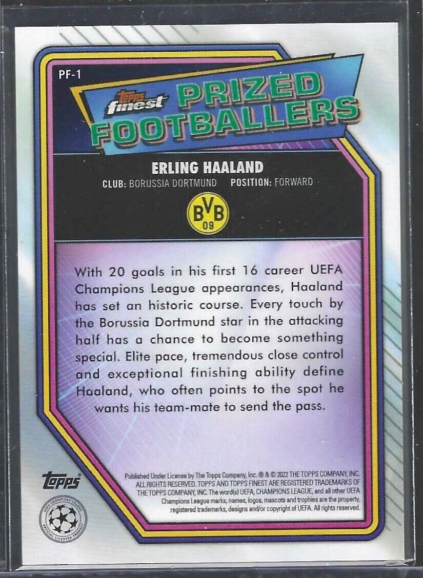 ERLING HAALAND 2021-22 TOPPS FINEST SILVER REFRACTOR PRIZED FOOTBALLERS #PF-1