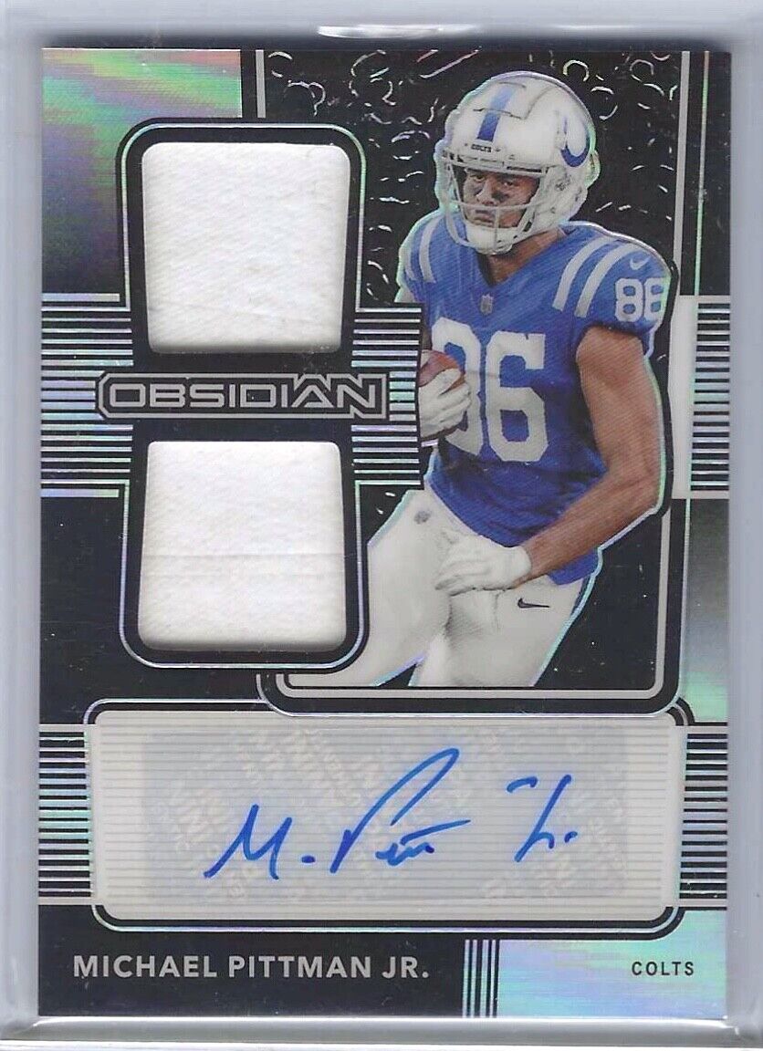MICHAEL PITTMAN JR 2020 OBSIDIAN ROOKIE DUAL PATCH AUTO RC #D 47/150