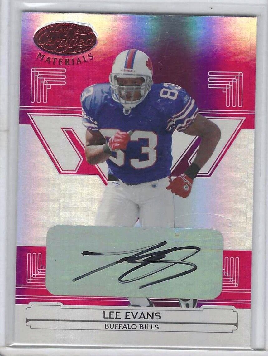 LEE EVANS 2006 DONRUSS PLAYOFF LEAF CERTIFIED RED MIRROR AUTO #D 70/75