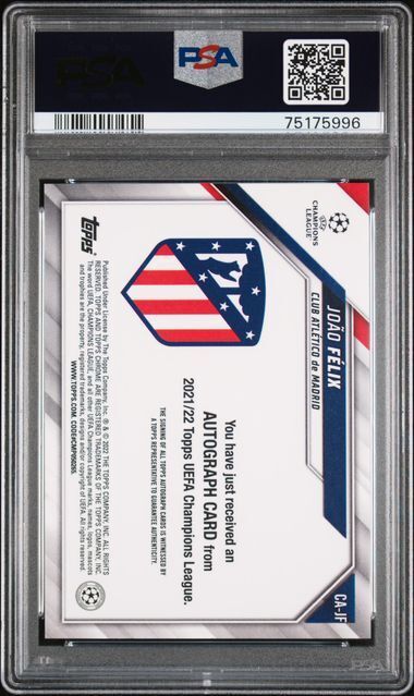 JOAO FELIX 2021-22 TOPPS CHROME UCL ORANGE LAVA REFRACTOR AUTO SSP PSA 10 POP 2
