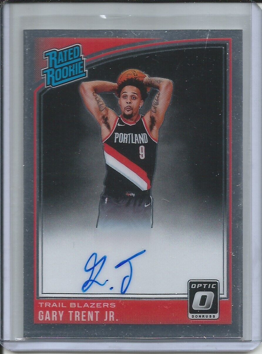 GARY TRENT JR 2018-19 PANINI OPTIC RATED ROOKIE ON CARD AUTO RC BLAZERS