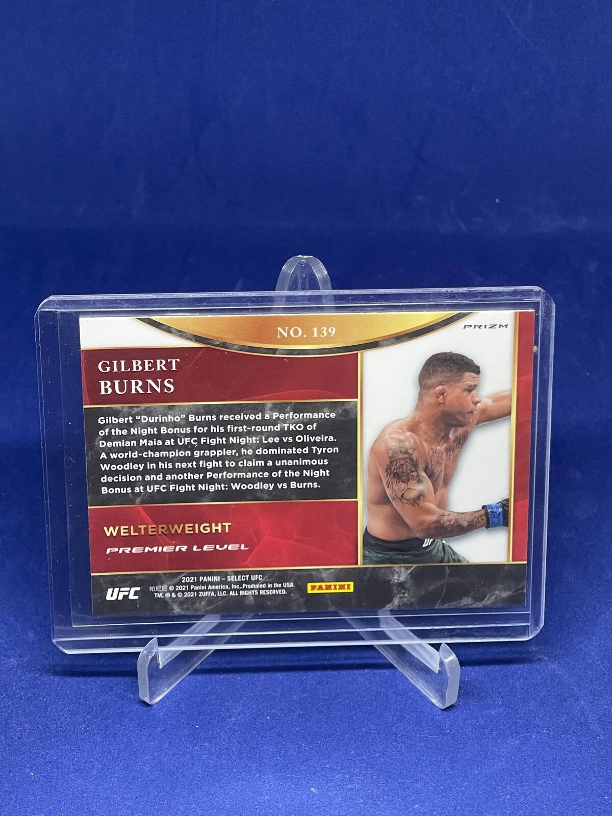 GILBERT BURNS 2021 PANINI SELECT UFC PREMIER LEVEL SILVER PRIZM ROOKIE RC #139